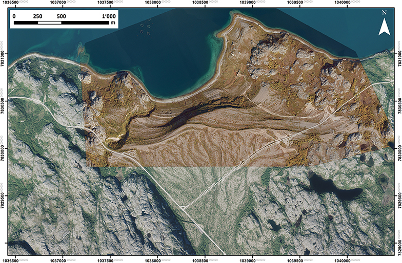 raised delta and shorelines in Brannsletta